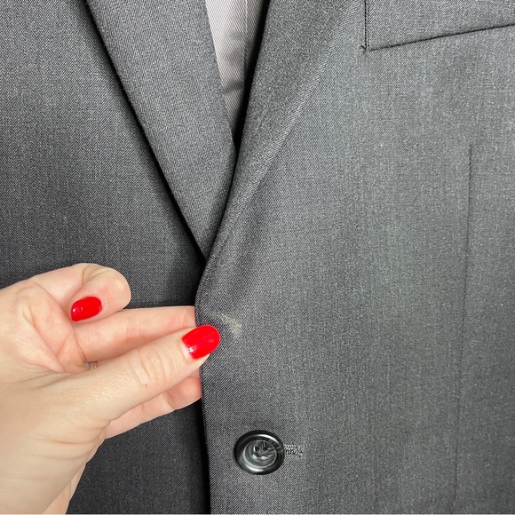 Pronto Uomo Black Two Button Suit Coat Wool Blazer 42L - Picture 10 of 11